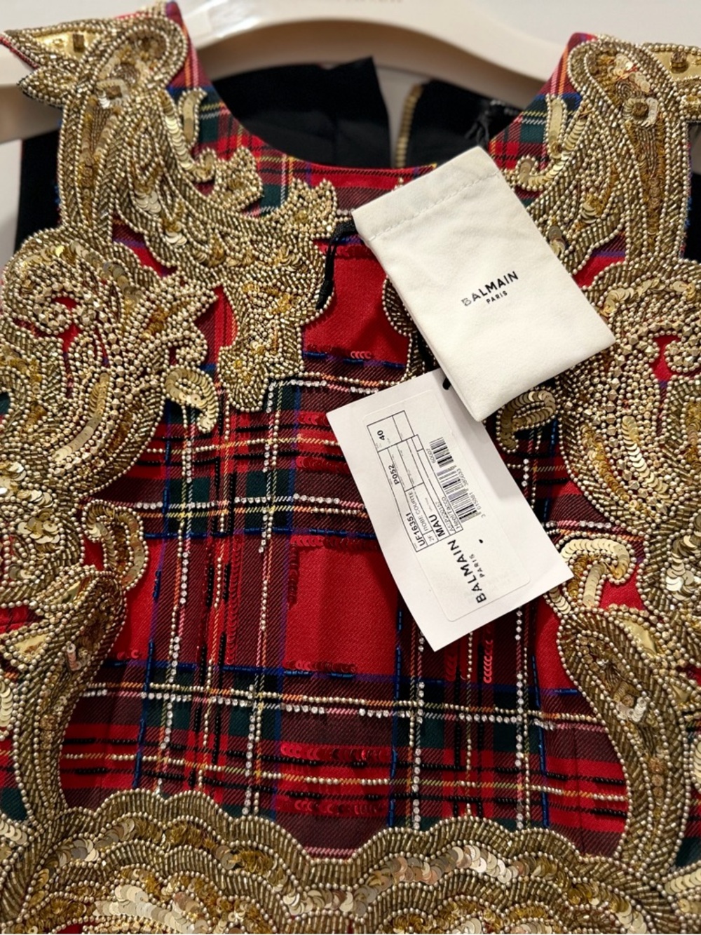 Balmain Embellished Plaid Dress – Statement Luxury Piece - Picture 2 of 7